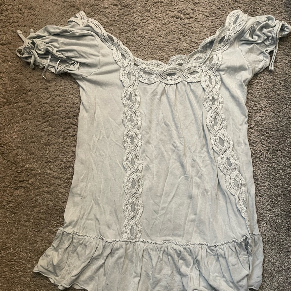 Kenar Light Gray Lace Accent Blouse